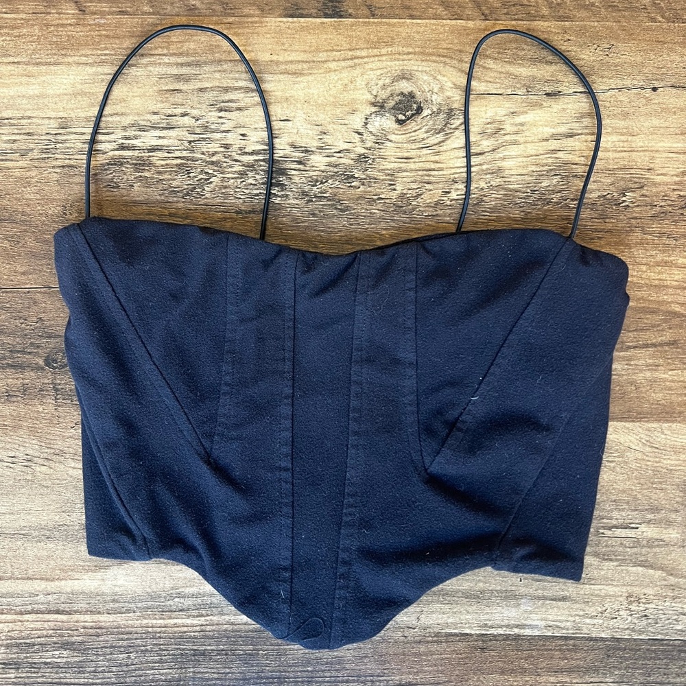 Olivaceous Black Corset Style Tank Top